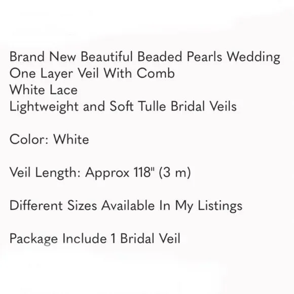 Pearl Wedding Veil With Comb - Picture 10 of 10